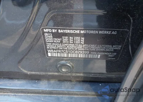 2013 BMW 535I z USA, uszkodzony, nr VIN WBAFR7C51DC829399